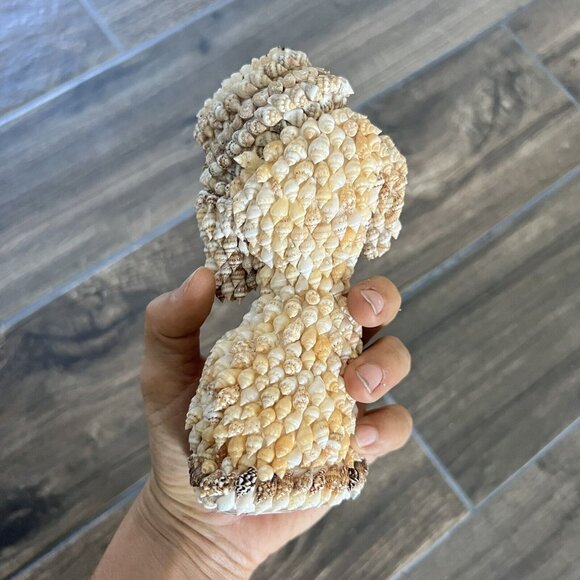 Vintage Dog w Hat * Made of Tiny Sea Shells 7” Tall * Adorable Figurine - Picture 2 of 5